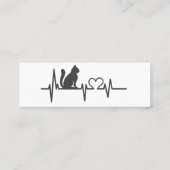 Love cat cardiogram - Kies achtergrondkleur Mini Visitekaartje (Achterkant)