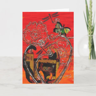 Love Cat en Butterfly Wenskaart Kaart