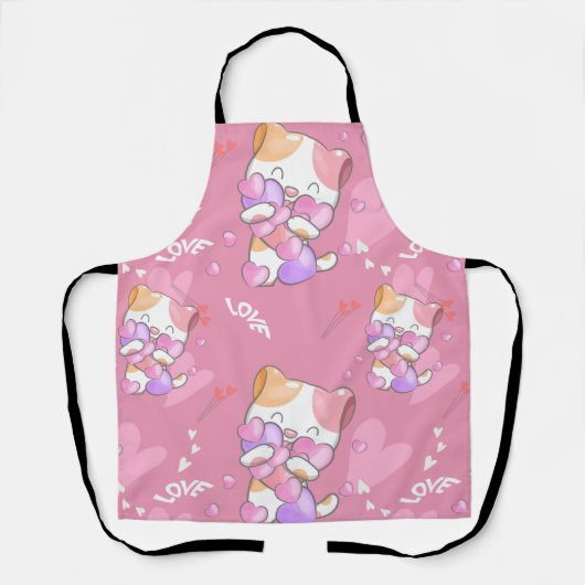 Love Cat Pattern Colorful Pets Animals Schort (Voorkant)