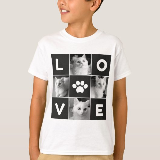 LOVE Cat Photo Collage Kinderen T-shirt (Voorkant)