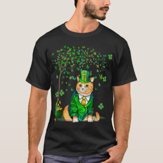 Love Cat St. Patricks Dag Vier Blad Klaver Shamroc T-shirt