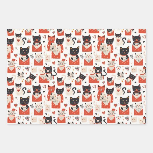 Love Cat Wrapping Papier Set (Devant)