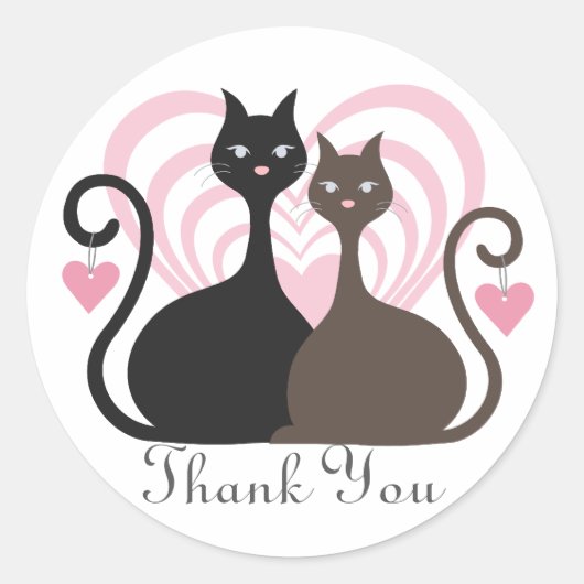 Love Cats Custom Merci Sticker Round (Devant)