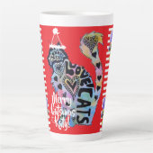 Love Cats Joyeux Catsmus Noël Rouge Latte Mug (Devant)