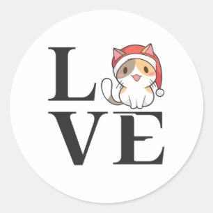 Love Cats - Santa Kitten Ronde Sticker