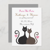 Love Cats Save the Date Notice Flat Card (Voorkant / Achterkant)