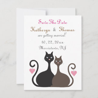 Love Cats Save the Date Notice Flat Card