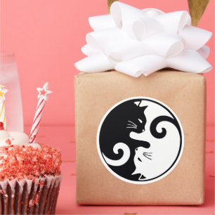 Love Cats Ying Yang Ronde Sticker