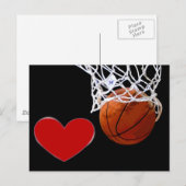 Love Ce Jeu Basketball Red Heart Cartes postales (Devant / Derrière)
