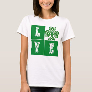 Love Celtic Shamrock Hearts T-shirt