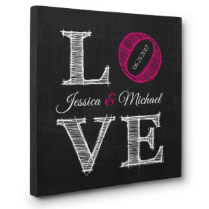 Love Chalkboard Lettre Art Couples Canvas Panneau