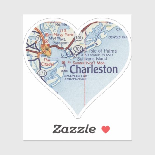 Love Charleston SC Map Sticker (Vel)
