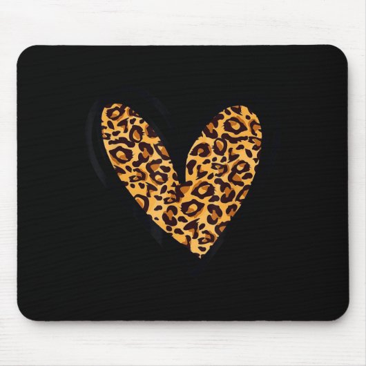 Love Cheetah Leopard Print Heart Valentines Day Gi Muismat (Voorkant)