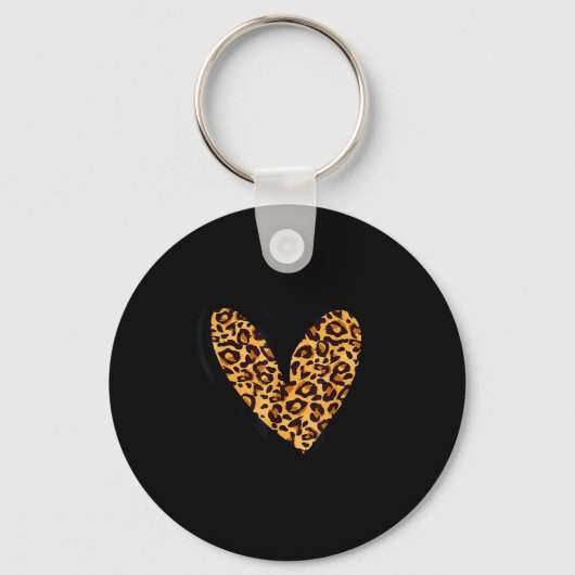 Love Cheetah Leopard Print Heart Valentines Day Gi Sleutelhanger (Voorkant)