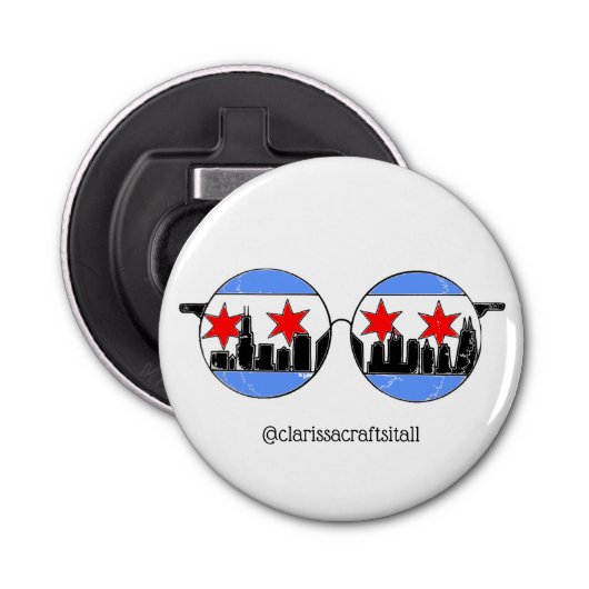 LOVE chicaGOggles magnet Button Flesopener (Voorkant)