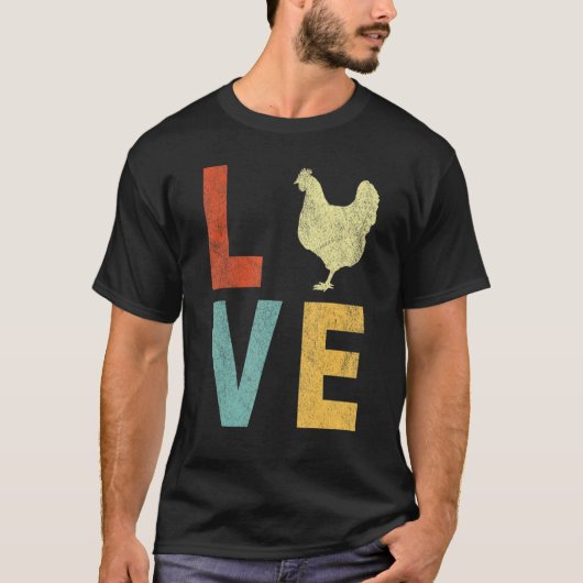 Love Chicken Quote Retro T-shirt (Voorkant)