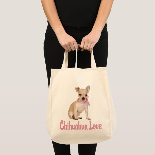 Love Chihuahua Puppy Dog Canvas Canvas tas (Voorkant (product))