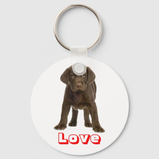 Love Chocolate Labrador Retriever Puppy Sleutelhan Sleutelhanger (Voorkant)