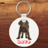 Love Chocolate Labrador Retriever Puppy Sleutelhan Sleutelhanger (Voorkant)