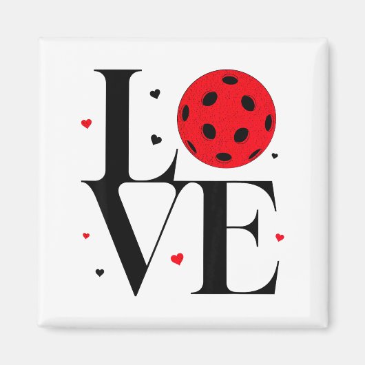 Love Ckleball Valentines Day Cute Red Heart  Magneet (Voorkant)