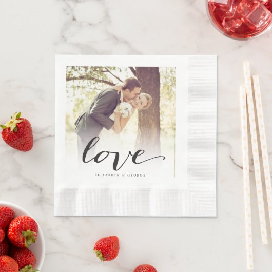 Love Classic Script Calligraphy Photo Wedding Servet (Insitu)
