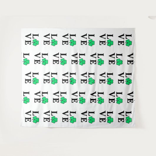 LOVE Clover Shamrock Ireland Irish Elegant Wandkleed (Voorkant (horizontaal))