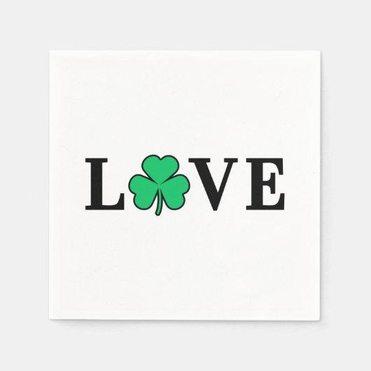 LOVE Clover Shamrock Ireland St Patrick text based Servet (Voorkant)