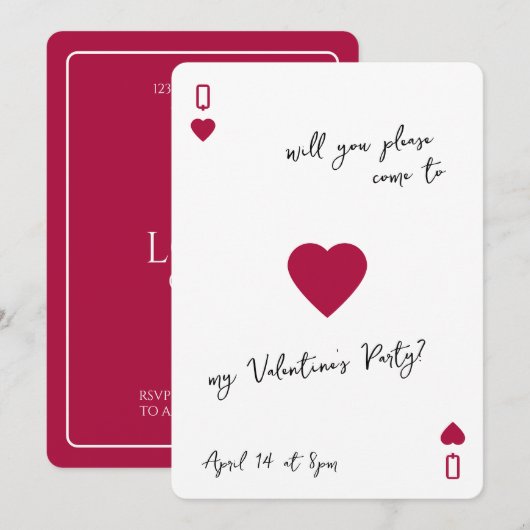 Love Club Ace Of Hearts Card Valentines Invitation (Devant / Derrière)