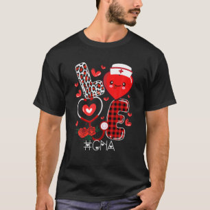 LOVE CNA Life Leopard Red Pset Nursing Valentijn" T-shirt