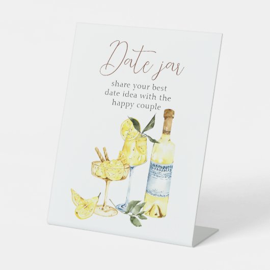 Love Cocktail Vrijgezellenfeest Limoncello Datumpo Reclamebord Met Voetstuk (Voorkant)