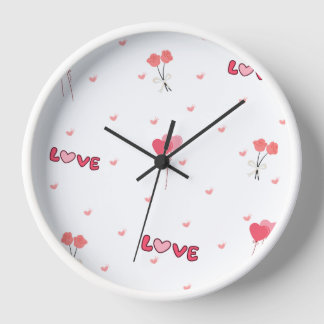 Love Coeur Flower Horloge murale