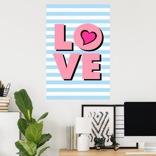 LOVE, coeur rose, poster de typographie, t-shirt, (Bureau à domicile)