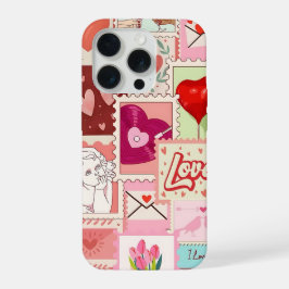 Love Collage Phone Case | Romantic Pink Aesthetic iPhone 15 Pro Hoesje