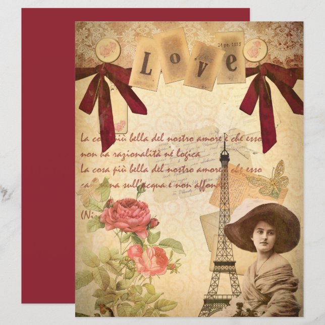  Love Collage Texture Scrapbook Paper (Voorkant / Achterkant)