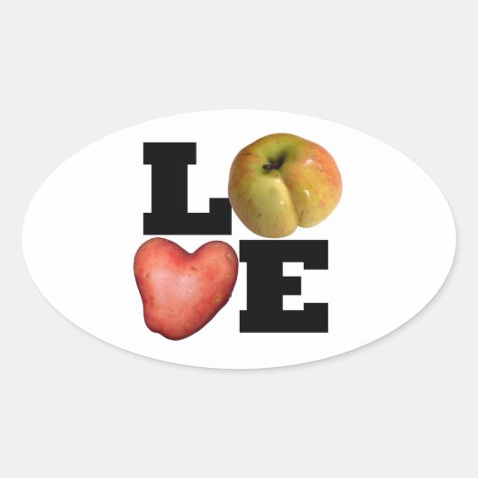 LOVE Collection Coeur Pomme de terre Oval Sticker (Devant)