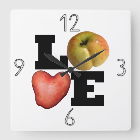 LOVE Collection Potato Kitchen Wall Clock Vierkante Klok (Voorkant)