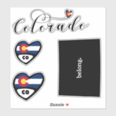 Love Colorado 3 Designs Die Cut Stickers (Feuille)