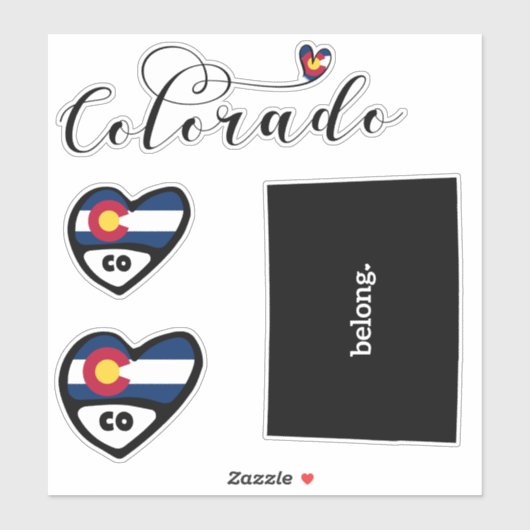 Love Colorado 3 Designs Die Cut Stickers (Feuille)