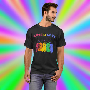 Love Colorful Cats Dogs LGBT pride T-shirt