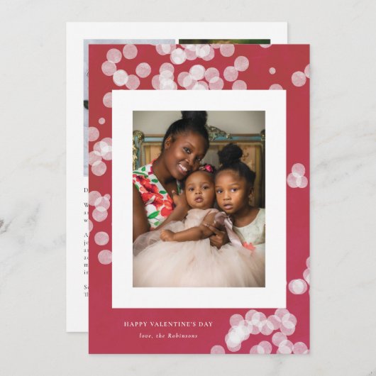 Love Confetti Red Valentine's Day Carte photo (Devant / Derrière)