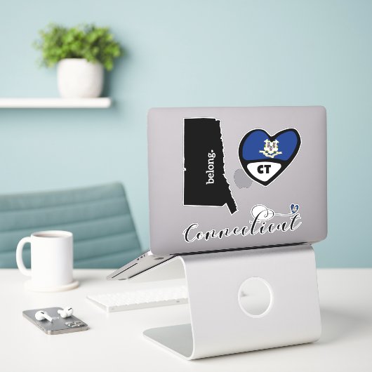 Love Connecticut, 3 Designs, Stickers Die Cut (Ordinateur portable sur le bureau)