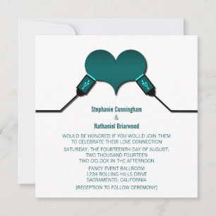 Love Connection USB Wedding Invitation, Blauwgroen Kaart