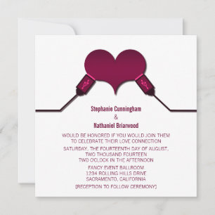 Love Connection USB Wedding Invitation, Fuchsia Kaart