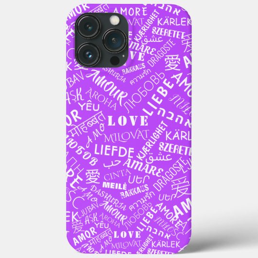 Love coque iphone texte multilingue violet (Verso)