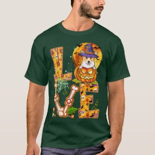 Love Corgi Witch Pumpkin Scary Halloween Hondenlie T-shirt