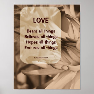Love Corinthians 13:7 Inspirerend Quote Poster