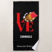 Love Cornhole Personalized Sports Strandlaken (Voorkant)