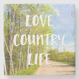 Love Country Life Dirt Road Stenen Onderzetter