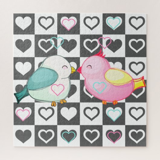 Love Couple Birds Jigsaw Puzzle Coeurs romantiques (Vertical)