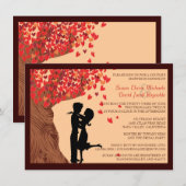Love Couple Falling Hearts Oak Tree Couples Shower Kaart (Voorkant / Achterkant)